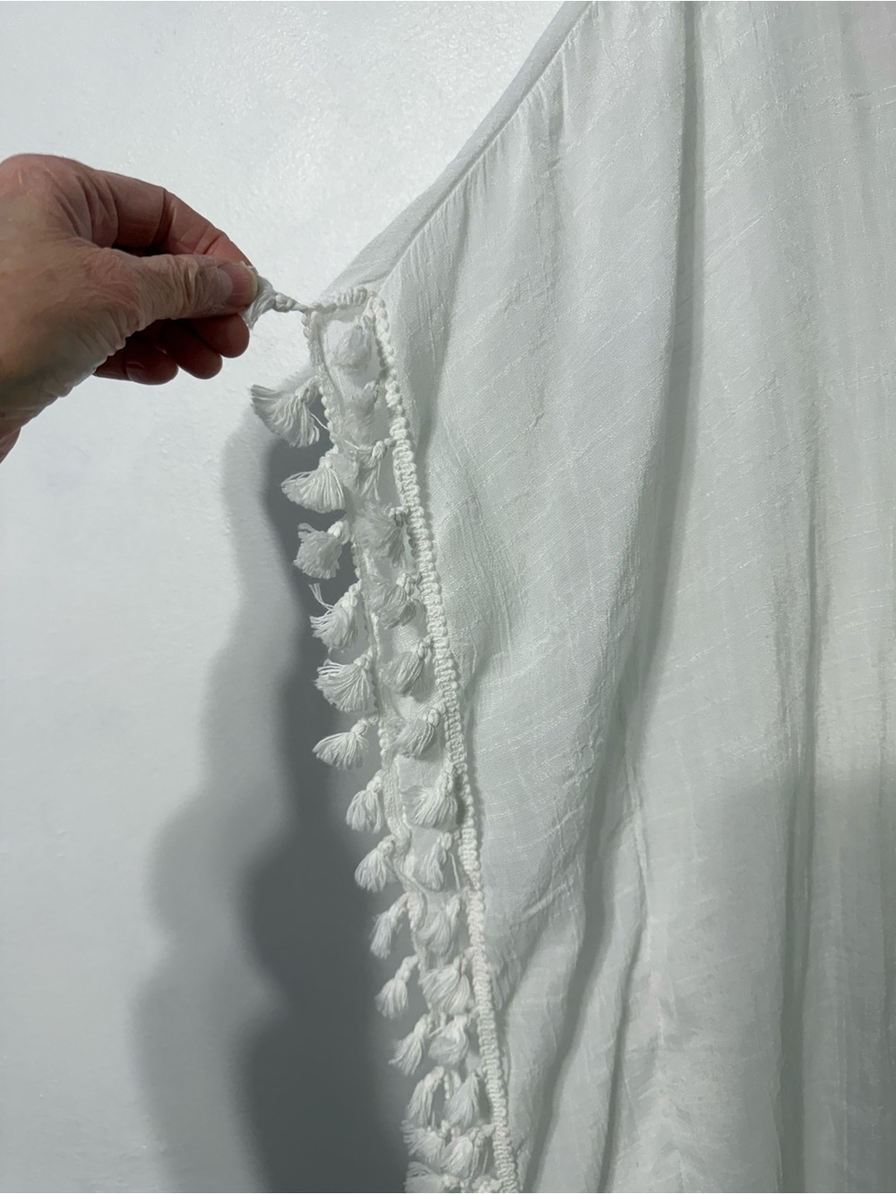 Moss Rose White Crochet V-Neck Swim Coverup with Multicolor Floral Detail - Picture 5 of 8
